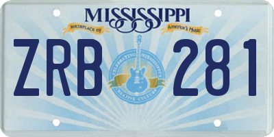 MS license plate ZRB281