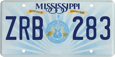 MS license plate ZRB283