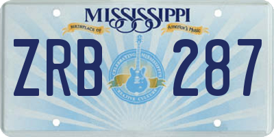 MS license plate ZRB287