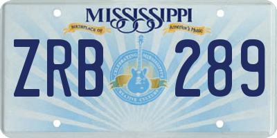 MS license plate ZRB289