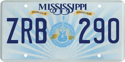 MS license plate ZRB290