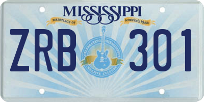 MS license plate ZRB301