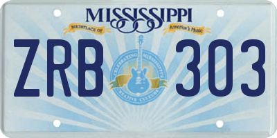 MS license plate ZRB303