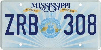MS license plate ZRB308