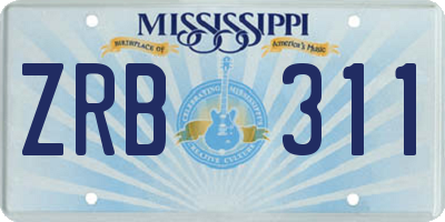 MS license plate ZRB311