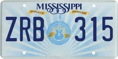 MS license plate ZRB315