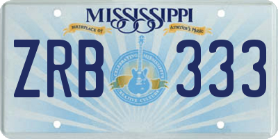 MS license plate ZRB333