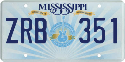 MS license plate ZRB351