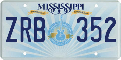 MS license plate ZRB352