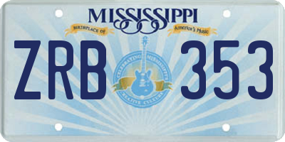 MS license plate ZRB353