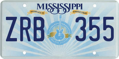 MS license plate ZRB355