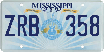 MS license plate ZRB358