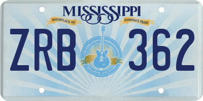 MS license plate ZRB362