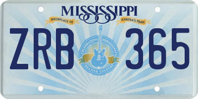 MS license plate ZRB365