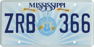 MS license plate ZRB366