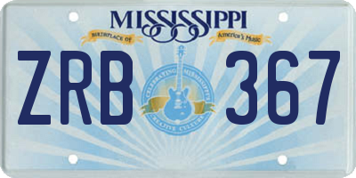 MS license plate ZRB367