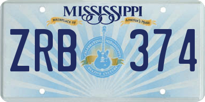 MS license plate ZRB374