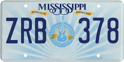 MS license plate ZRB378