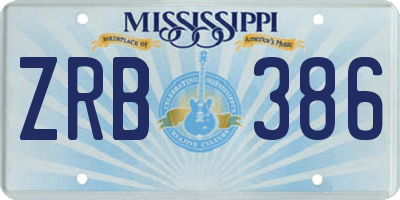 MS license plate ZRB386