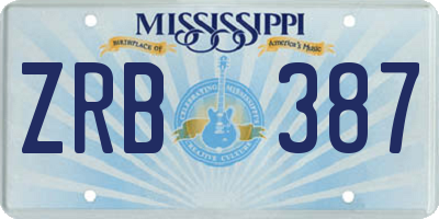 MS license plate ZRB387