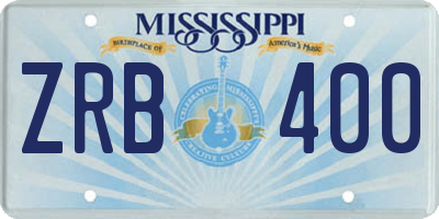 MS license plate ZRB400