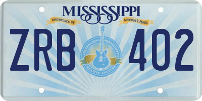 MS license plate ZRB402