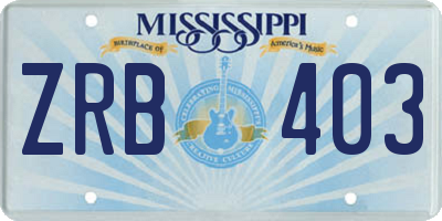 MS license plate ZRB403