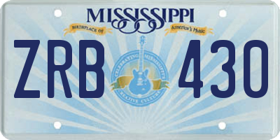 MS license plate ZRB430