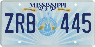 MS license plate ZRB445