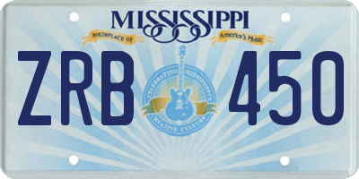 MS license plate ZRB450