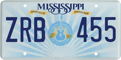 MS license plate ZRB455