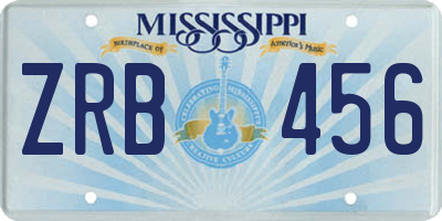 MS license plate ZRB456