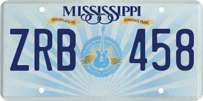 MS license plate ZRB458