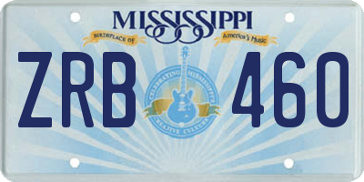 MS license plate ZRB460