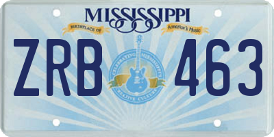MS license plate ZRB463
