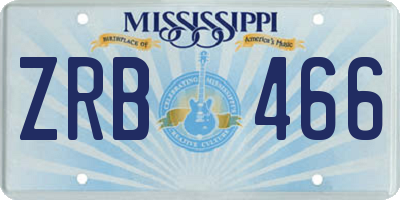 MS license plate ZRB466