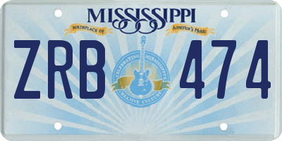 MS license plate ZRB474