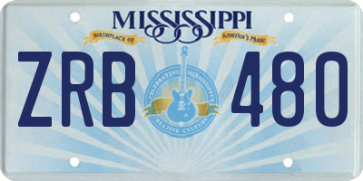 MS license plate ZRB480