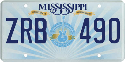 MS license plate ZRB490