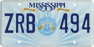 MS license plate ZRB494