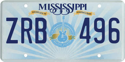 MS license plate ZRB496