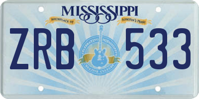 MS license plate ZRB533
