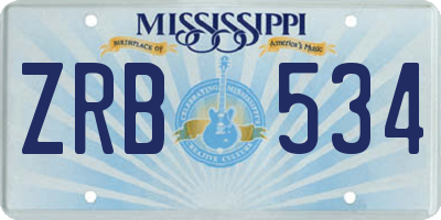 MS license plate ZRB534