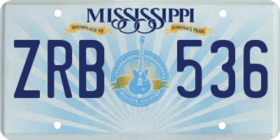 MS license plate ZRB536