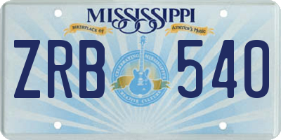 MS license plate ZRB540