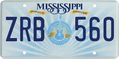 MS license plate ZRB560