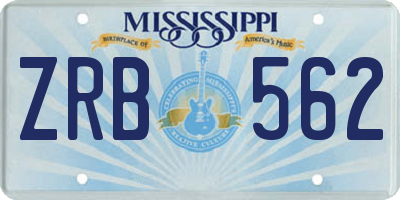 MS license plate ZRB562