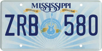 MS license plate ZRB580