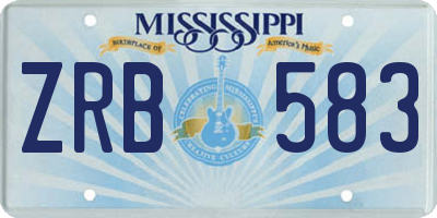 MS license plate ZRB583