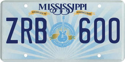 MS license plate ZRB600